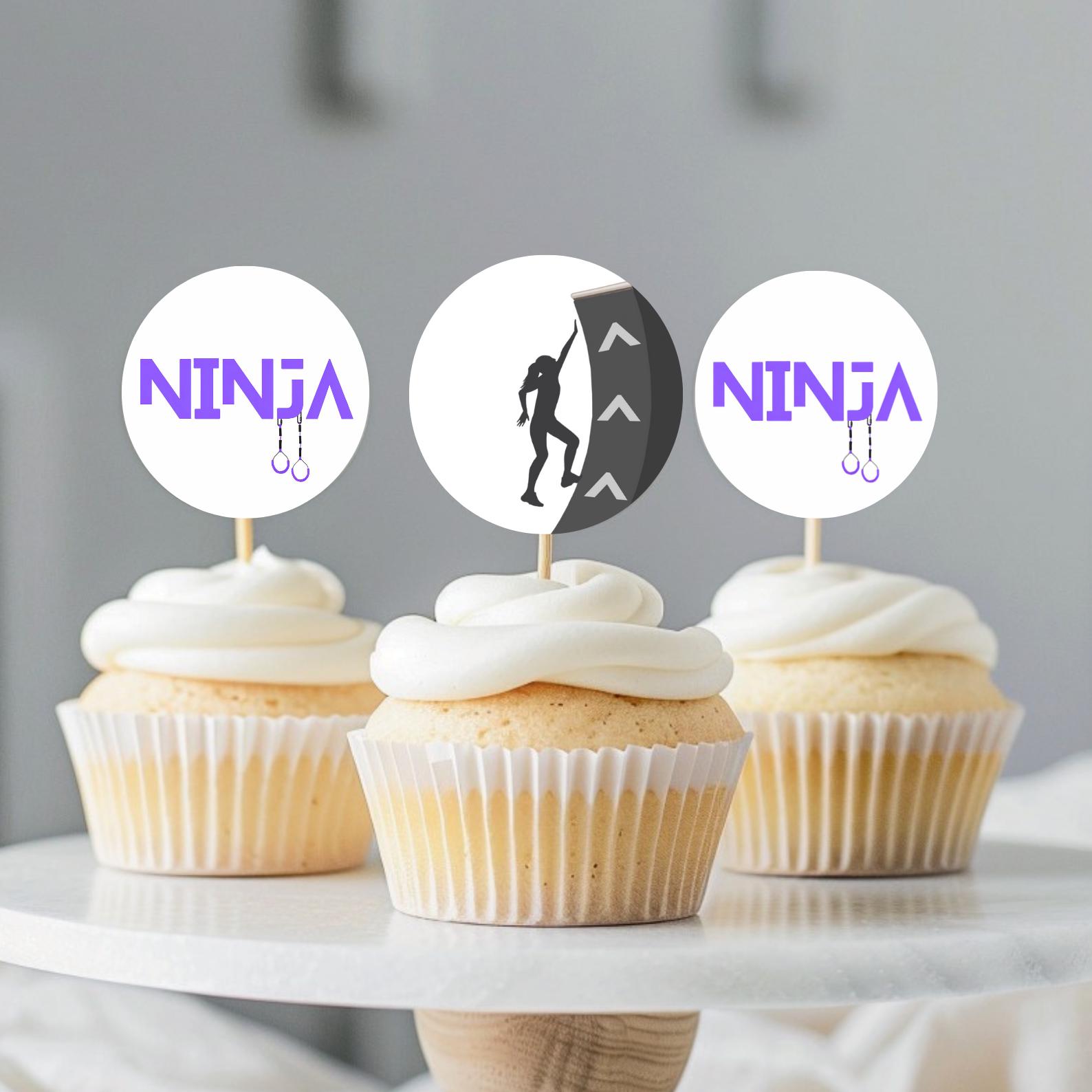 Course Topper Sticker Girl's Printable Ninja Warrior Cupcake Toppers, Simple Obstacle Course ...