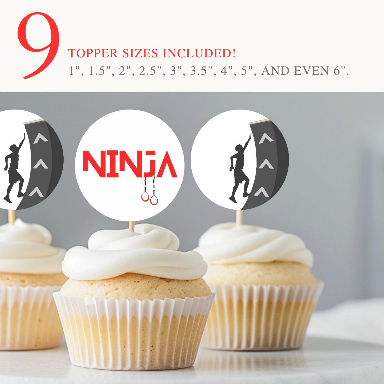 Course Topper Sticker Printable Ninja Warrior Cupcake Toppers, Simple Obstacle Course Bag ...