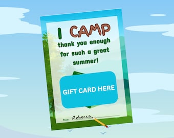 Tarjeta de agradecimiento para el consejero de campamento, regalo imprimible para el consejero de campamento, regalo para el campamento de verano, agradecimiento al consejero de campamento, agradecimiento por el campamento de verano