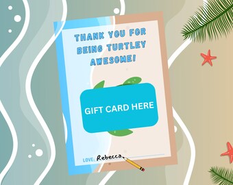 Tarjeta de agradecimiento de tortuga, regalo imprimible para un amigo, tarjeta de agradecimiento, agradecimiento para un amigo, regalo de cumpleaños, tarjeta de agradecimiento impresionante de tortuga