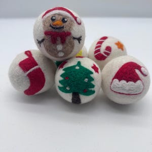 Handmade Christmas Felted Laundry Dryer Balls – Eco-Friendly, Organic Wool, Plastic-Free, Perfect Gift for Her, Birthday, Made in USA.