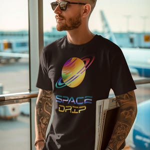 Space Drip T-Shirt | Retro Planet Graphic, Unisex