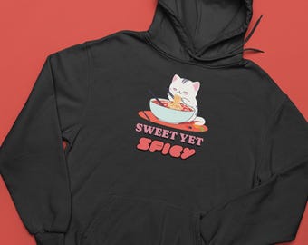 Kawaii Cat Ramen Graphic Hoodie | Cute Anime Unisex Sweatshirt