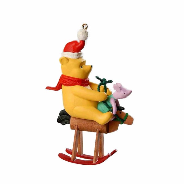 Hallmark Keepsake Ornament “Piglet’s First Ride” The Winnie the Pooh Collection Winnie the Pooh on Hobby Horse w/ Piglet Can Stand or Hang