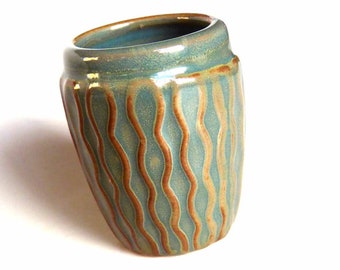 CANA POTTERY Sage Green & Brown Miniature Dual Glazed Bud Vase Perfect for Hippie Dippie Posies Minimalist Mod