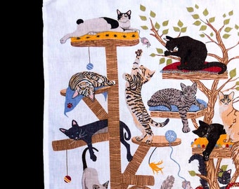 Vintage Ulster Weavers Ton of Cats at Play Tea Towel 100% Cotton Ideal for Framing Re-Purpose Gift for Cat Lover Country Cottage Decor