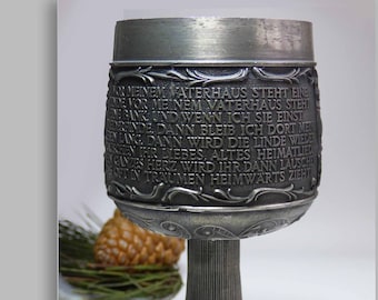 Guetzeichen Zinngerat RAL Vintage 50s German Pewter Altar Chalice Drinking Toast Goblet Pastoral Lyrical Cup Singing Tavern Willy Schneider