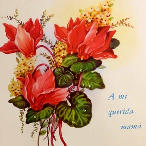 3D Vintage Mutter & Kind Blumenstrauß Grußkarte Impuesto en Espana Gedruckt in Spanien Vollfarb Chromatographie-Druck mit Umschlag