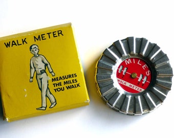 Walk Meter Measures the Miles You Walk Made in Hong Kong 1960s Toy Pedometer Original Box