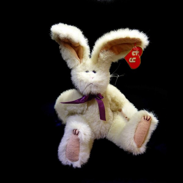 1992 Jeremy The Attic Treasures Collection Style 6008 Early Version 3 Retired Jointed Rabbit Hare Cony Bunny Beanie Babies Pink Pads