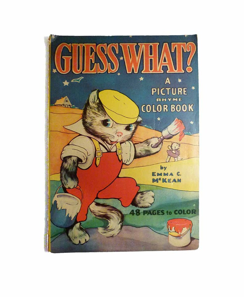 1937 Guess What A Picture Rhyme Color Book by Emma C. McKean Etsy