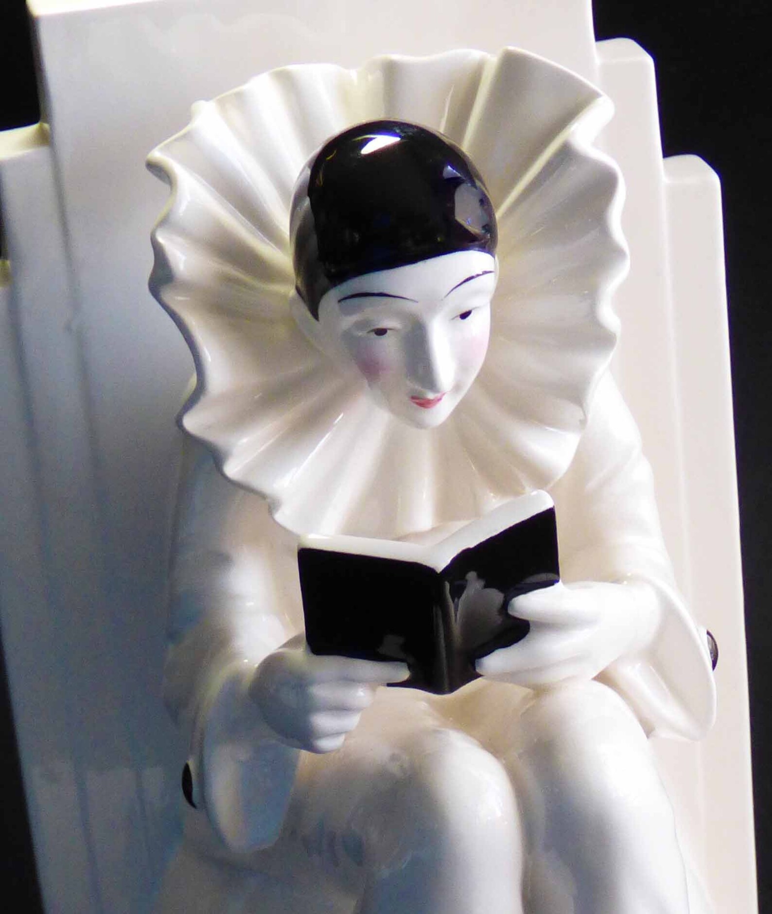 Black & White Harlequin Pierrot Clown with Rose Vase 1980s Art Etsy