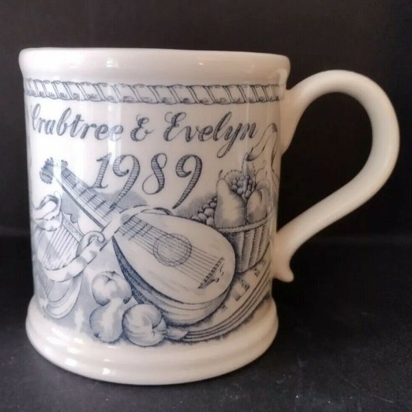 Mason's 1989 Blue and White Ironstone Vintage Mug Crabtree & Evelyn London England Limited Edition Annual Coffee Tea Cup Mug