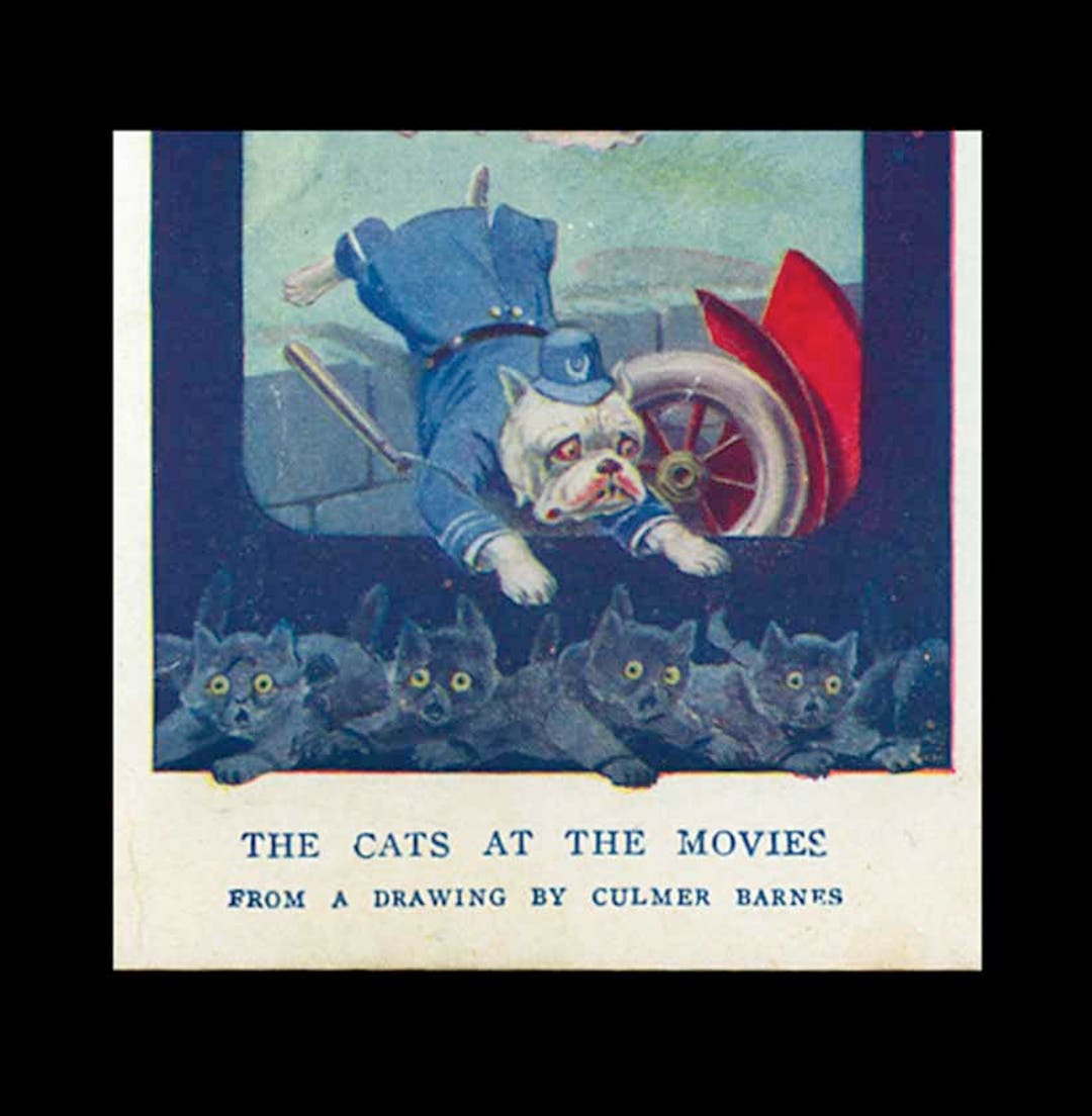 Fraidy Cat Rabbit 1920s Cats at the Movies From a Drawing by Culmer Barnes W/ FRAIDY CAT ...