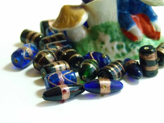 Opaque Black Hollow Lampwork Glass Bead Pairs