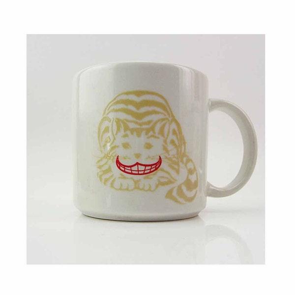 Cheshire Cat Grinning Vintage Mug 1988 Alice in Wonderland Rivertown Trading Corp Coffee Tea Cup Mug We're All Mad Here