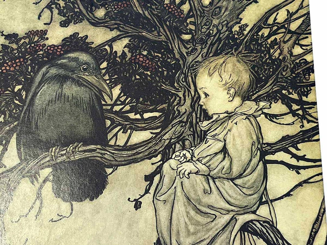 Talking to the Crow by Arthur Rackham Original 30s Book Art Tipped in ...