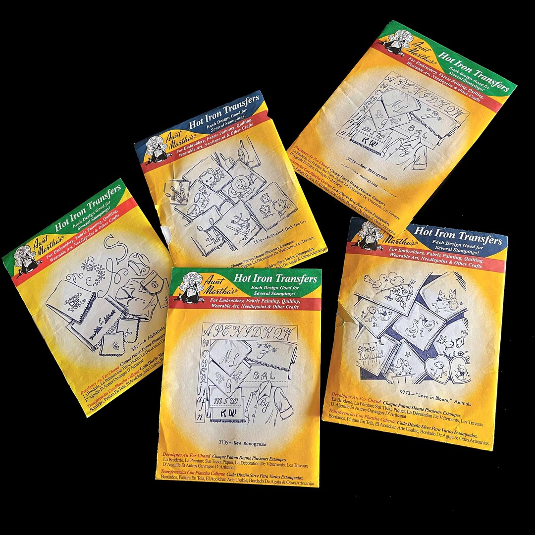 Lot of 5 Aunt Martha's Out of Print Hot Iron Transfer Patterns 9773 ...