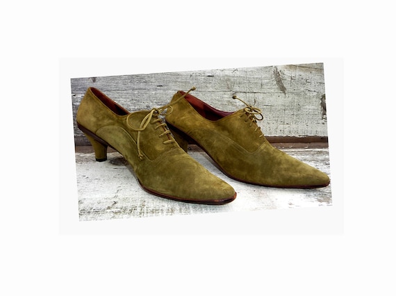 1980s Vintage Salvatore Ferragamo Designer Olive G