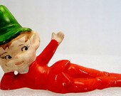 SALE HELLO Reclined and Waving Pixie Elves Figurine 1940