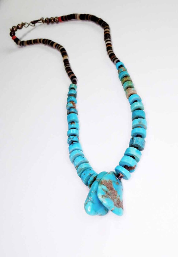 Vintage Abalone Turquoise Layered Bead Statement … - image 1