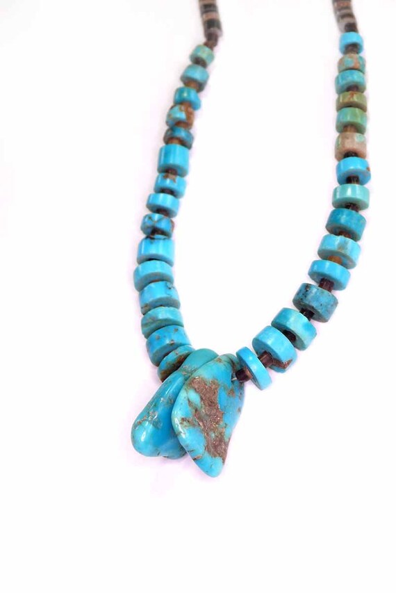 Vintage Abalone Turquoise Layered Bead Statement … - image 8