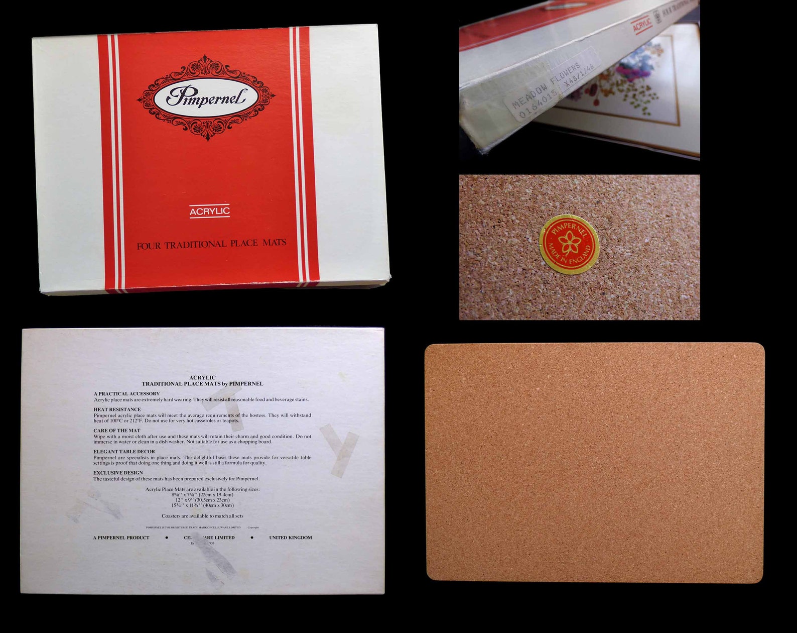 4 LRG Vintage Pimpernel Acrylic Placemats UK Meadow Flowers Etsy