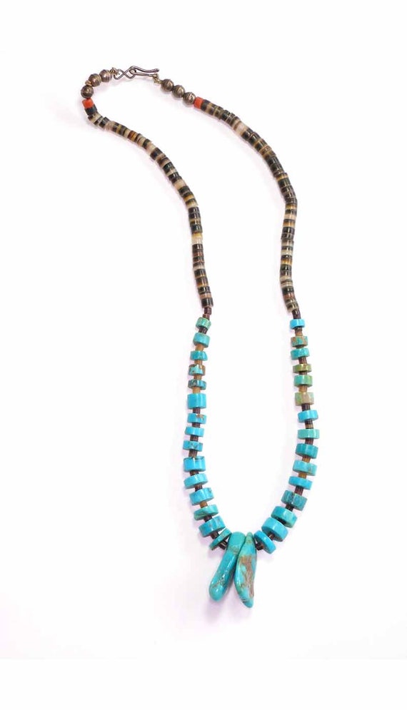 Vintage Abalone Turquoise Layered Bead Statement … - image 7
