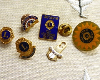 Lions Lioness Club Charter Members Palm Springs Korea California Pins 1980-90s Memorabilia Pin backs DAD Intl Order of the Rainbow for Girls