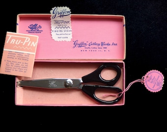 GRIFFON Tru-Pink Vintage Pinking Shears Made in U.S.A. Like New Original Box with tags