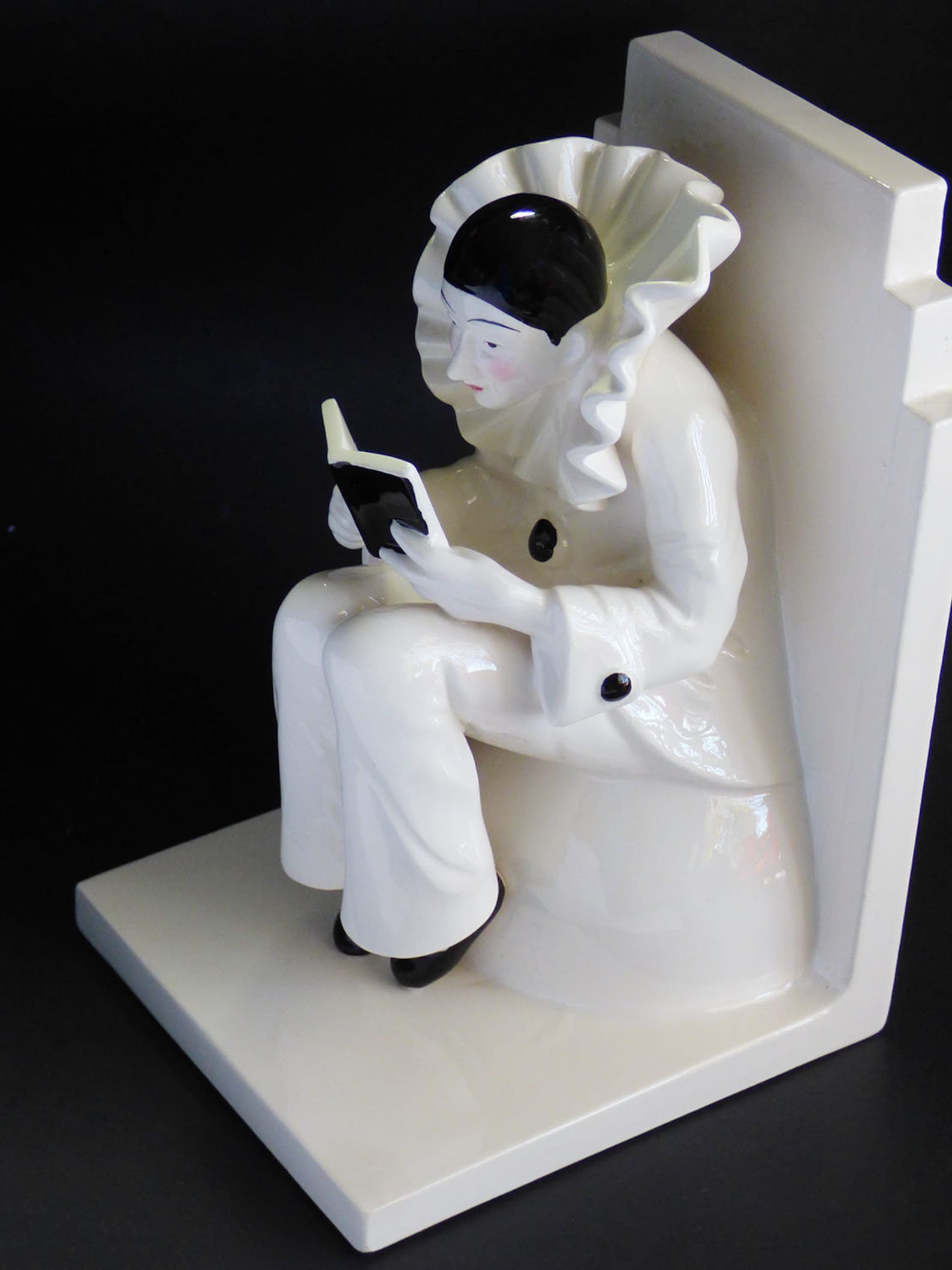 Black & White Harlequin Pierrot Clown with Rose Vase 1980s Art Etsy