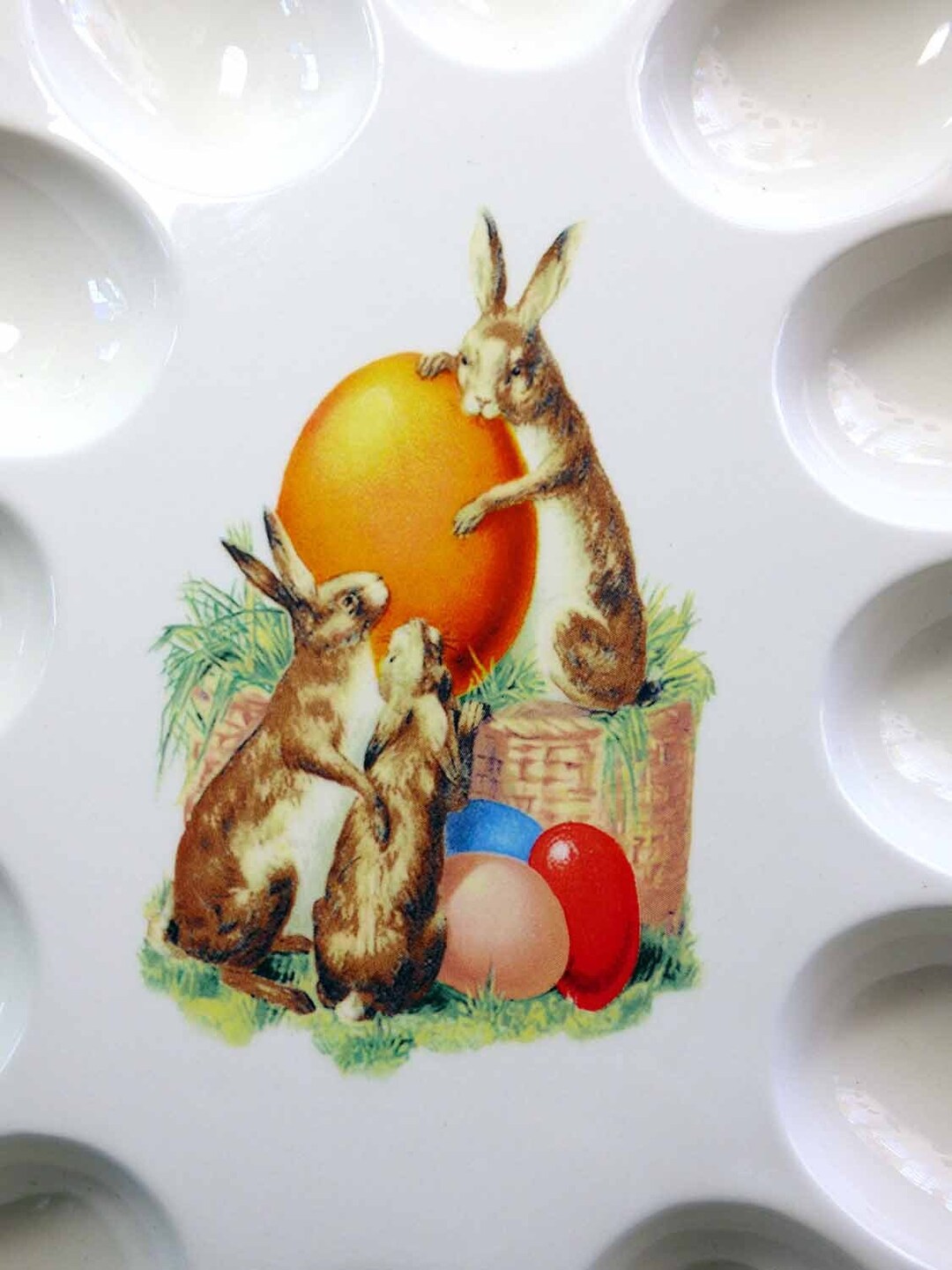 Large William Sonoma Ceramic Egg Shaped Platter Egg Tray Vintage Easter