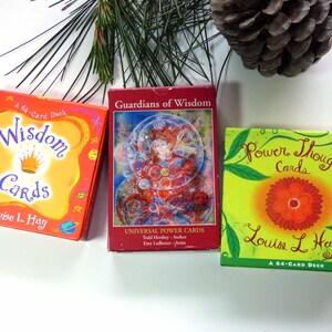 Cartas de sabiduría y el poder del pensamiento. Cartas de afirmación de Louise L. Hay. + Cartas de poder universal del guardián de la sabiduría de Todd Hershey. Emy Ledbetter.