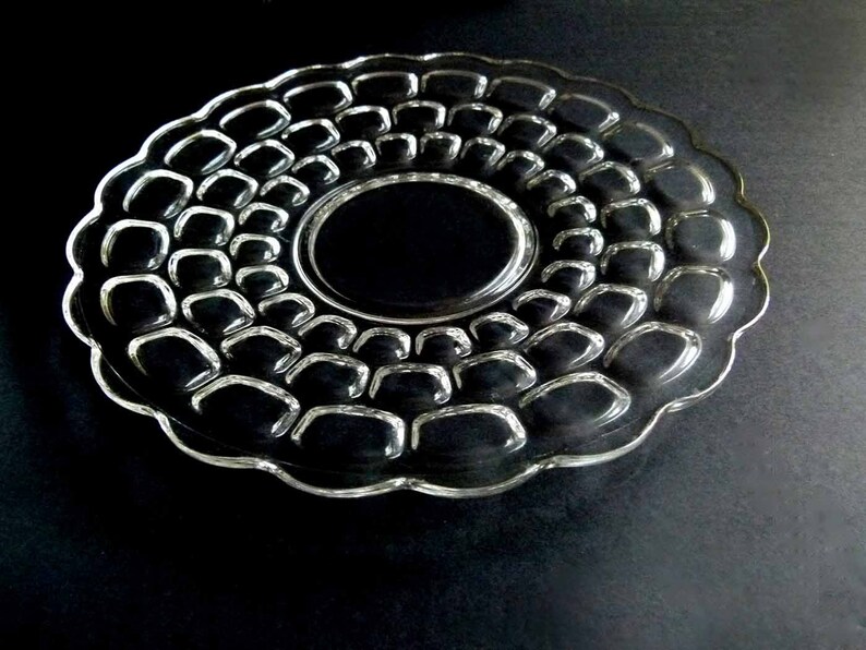 Large Vintage 1960s Clear Glass Bubble Glass Serving Platter Etsy