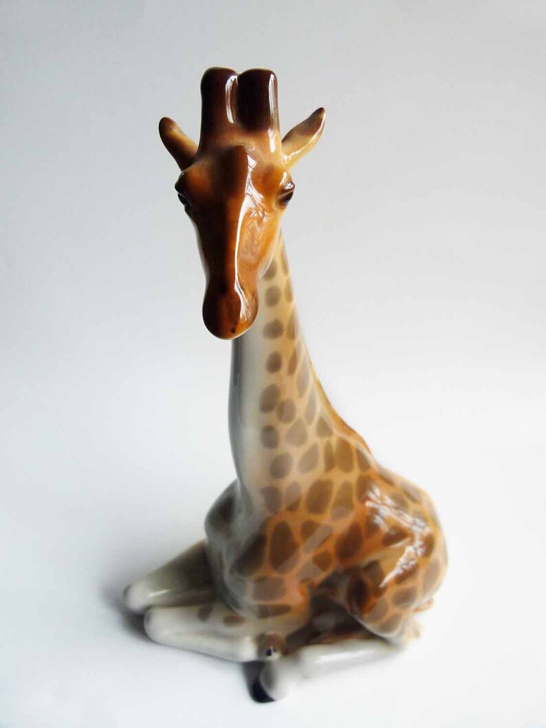Porcelain Seated GIRAFFE Red LFZ Mark Russian Made Hand | Etsy