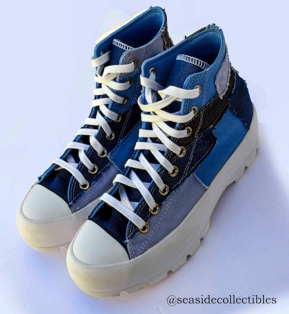Blue White Patchwork Denim Converse Chuck Taylor All Star Hi