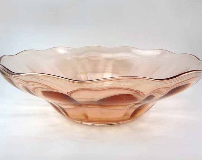 Large 1950s Pink Fluted Glass Bowl Scalloped Rim Ornament Etsy