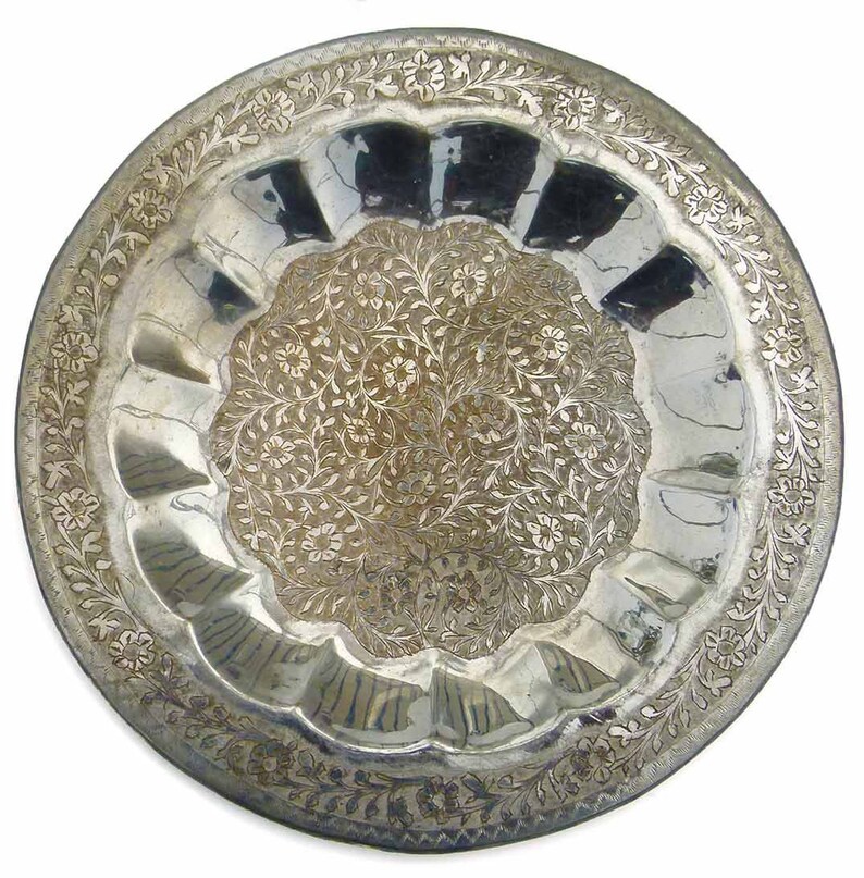 Vintage World Gift Z.Y. INDIA Or Silver Flower Hand Etched Etsy France