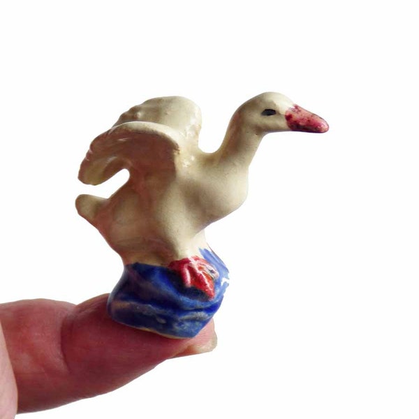 Little GOOSE Ceramic Sculptures Learn to FLY California Art Pottery One of a Kind Vintage Miniature Figurine 1970 1980s