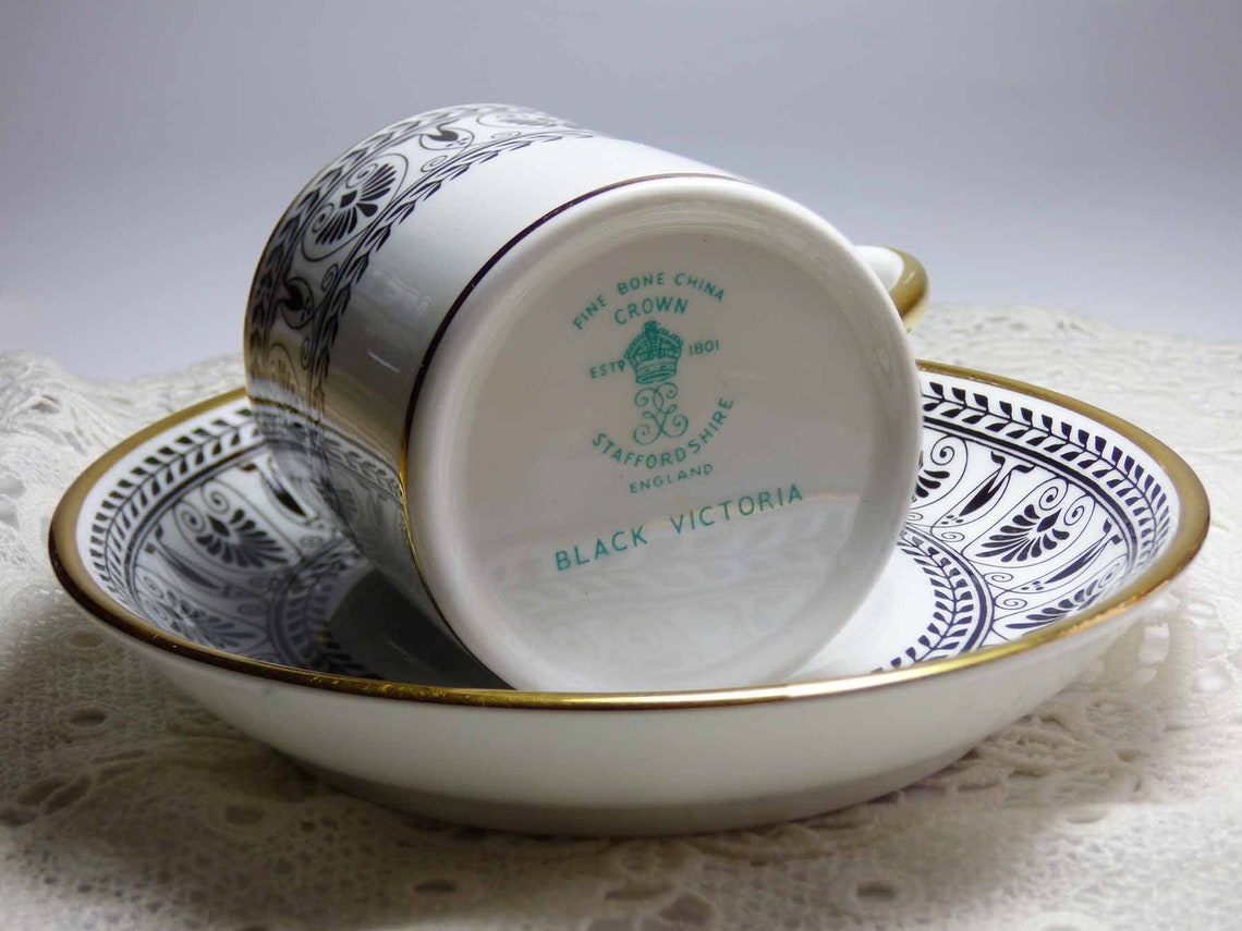 Formal Fine Bone China Crown Staffordshire England Black Etsy