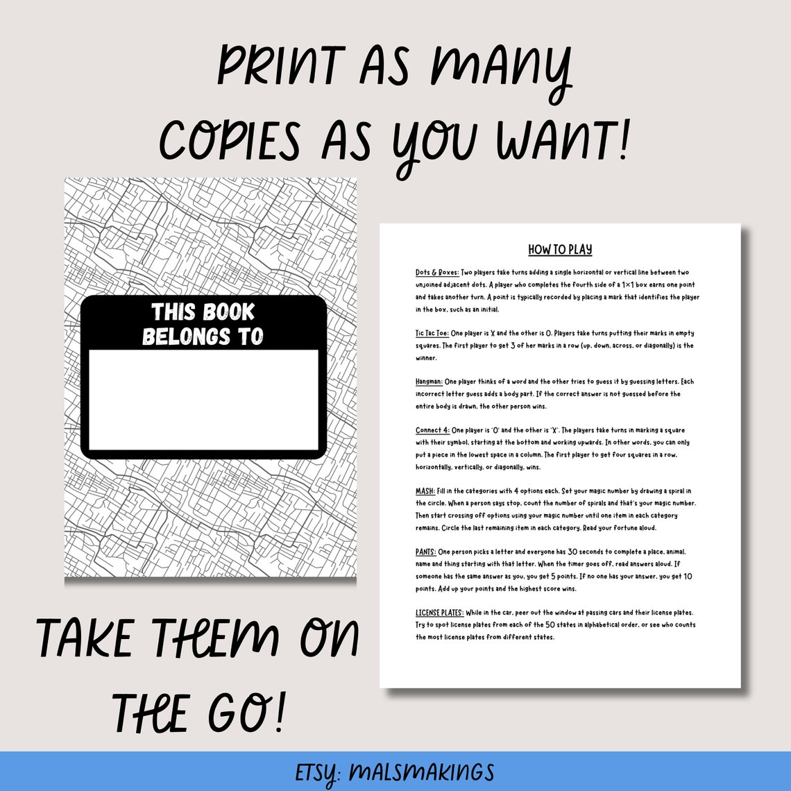 Printable Travel Games | Pen and Paper Games | Road Trip Games - Etsy