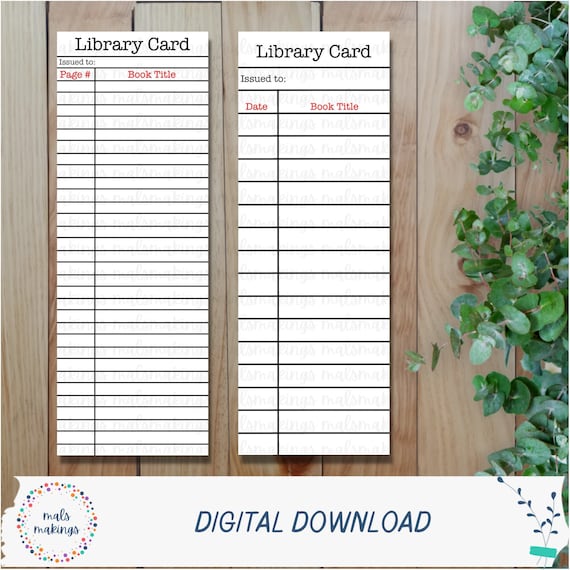 Library Card Printable Library Card Bookmark Reading Tracker Etsy Library Card Printable Library Card Bookmark Reading Tracker Etsy