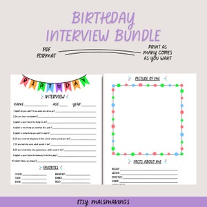 Printable Birthday Interview Bundle | Kids Birthday Book | Birthday Keepsake Printable