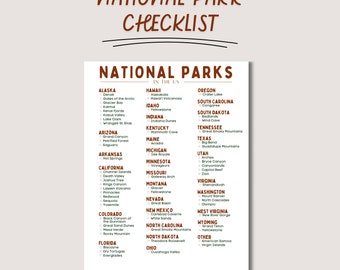 Printable National Park Checklist | List of National Parks