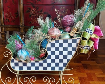 Huge designer-inspired vintage style sleigh centerpiece