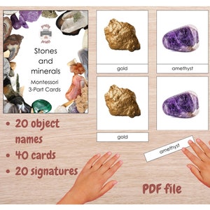 Montessori 3-Part Cards Stones and minerals