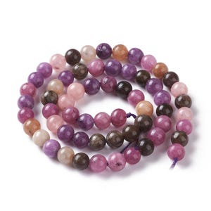 Giada 6 mm. Colori: Tormalina, Kunzite, Apatite, Opale rosa, Rodonite