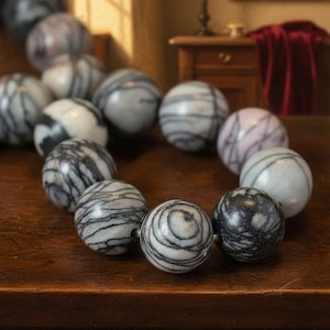 Silk Netstone Jasper - 4, 6, 8 and 10 mm Beads.
