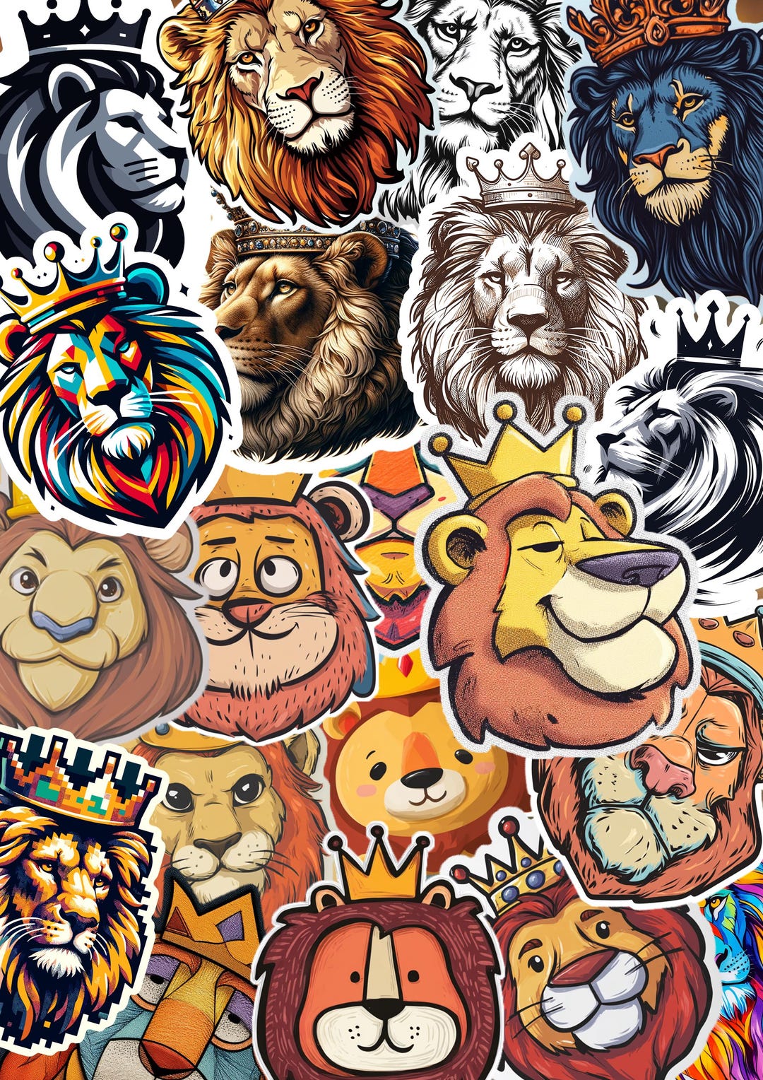 Lion Head Sticker, Crowned Lion, Leo Zodiac Vinyl Decal, Jungle Animal ...