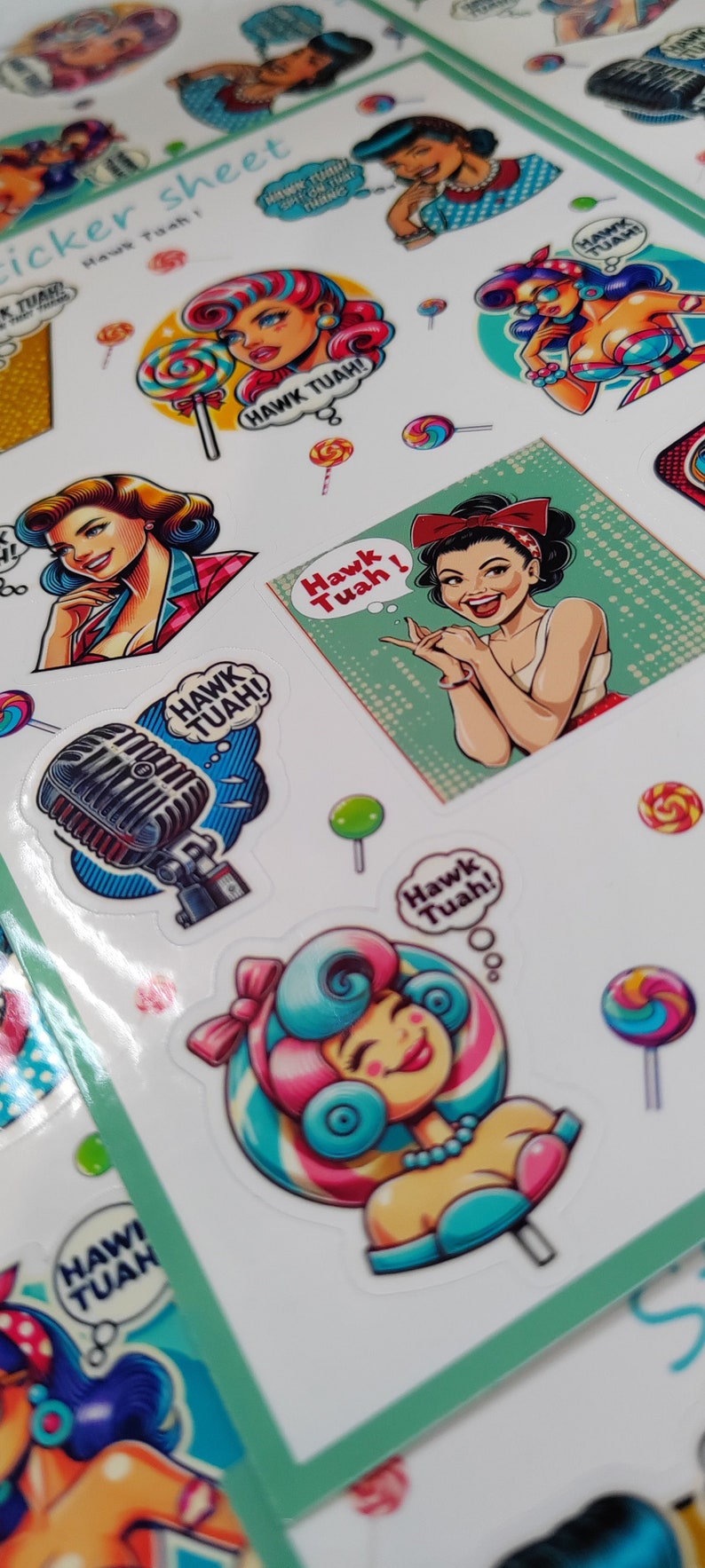 Vintage Pinup Retro Hawk Tuah Spit on That Thang Sticker, Funny Sticker ...